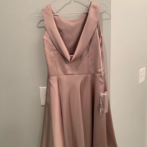 Mauve/Blush Cocktail Length Bridesmaid Dress